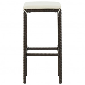 Set mobilier bar de grădină cu perne, 9 piese, maro, poliratan - Img 8