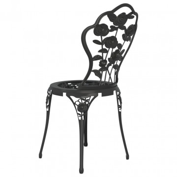 Set mobilier bistro, 3 piese, negru, aluminiu turnat - Img 6