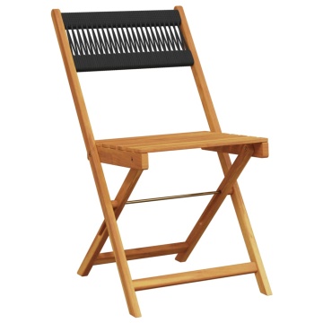 Set mobilier bistro, 3 piese, negru, polipropilenă lemn masiv - Img 3