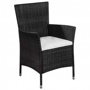Set mobilier bistro, 3 piese, negru, poliratan - Img 2