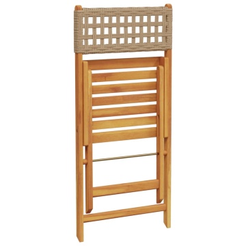 Set mobilier bistro, 3 piese, poliratan bej/lemn masiv - Img 6