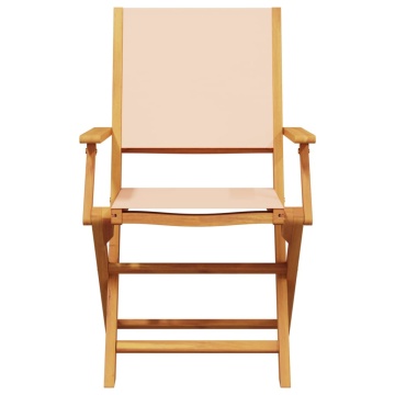 Set mobilier bistro, 3 piese, textil bej/lemn masiv - Img 5