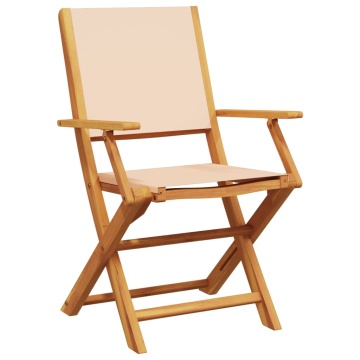Set mobilier bistro, 3 piese, textil bej/lemn masiv - Img 8