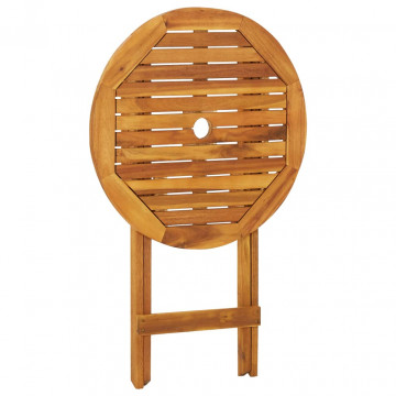 Set mobilier bistro pliabil, 3 piese, lemn masiv de acacia - Img 4