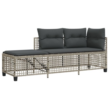 Set mobilier colțar grădină perne 3 piese gri deschis poliratan - Img 4