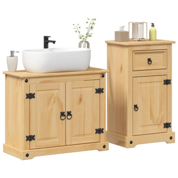 Set mobilier de baie „Corona”, 2 piese, lemn masiv de pin - Img 1