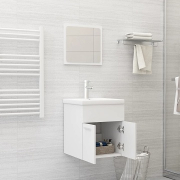 Set mobilier de baie, 2 piese, alb, PAL - Img 3