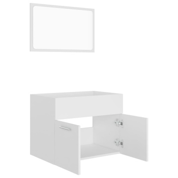 Set mobilier de baie, 2 piese, alb, PAL - Img 5