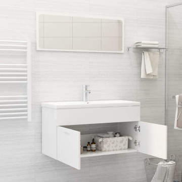 Set mobilier de baie, 2 piese, alb, PAL - Img 3