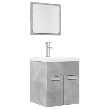 Set mobilier de baie, 2 piese, gri beton, lemn compozit - Img 1