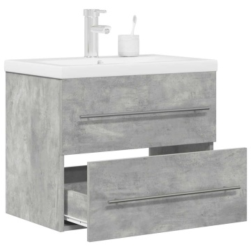 Set mobilier de baie, 2 piese, gri beton, lemn compozit - Img 1