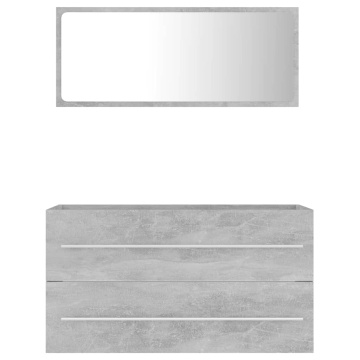Set mobilier de baie, 2 piese, gri beton, PAL - Img 4