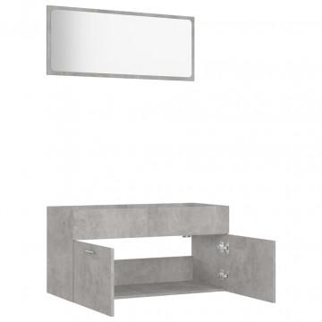 Set mobilier de baie, 2 piese, gri beton, PAL - Img 5