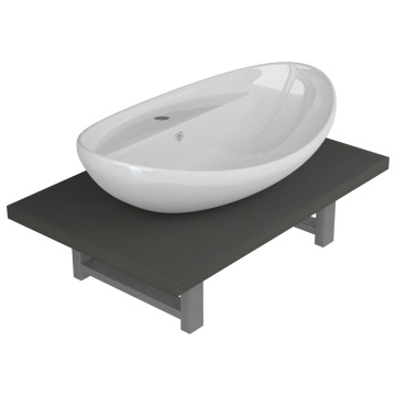 Set mobilier de baie, 2 piese, gri, ceramică - Img 2