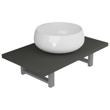 Set mobilier de baie, 2 piese, gri, ceramică - Img 2