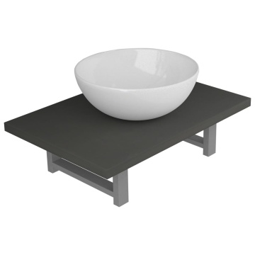 Set mobilier de baie, 2 piese, gri, ceramică - Img 2