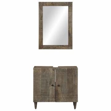Set mobilier de baie, 2 piese, lemn masiv de mango - Img 2
