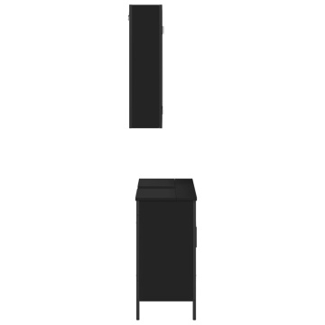Set mobilier de baie, 2 piese, negru, lemn compozit - Img 6
