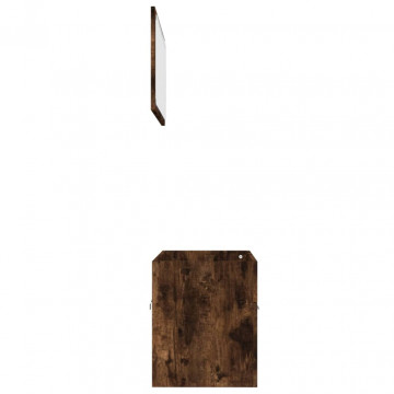 Set mobilier de baie, 2 piese, stejar fumuriu, lemn prelucrat - Img 5