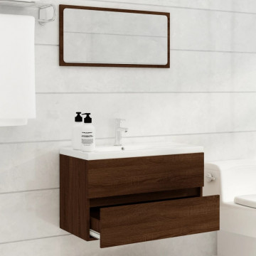 Set mobilier de baie, 2 piese, stejar maro, lemn prelucrat - Img 3