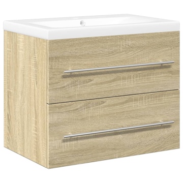 Set mobilier de baie, 2 piese, stejar sonoma, lemn prelucrat - Img 2