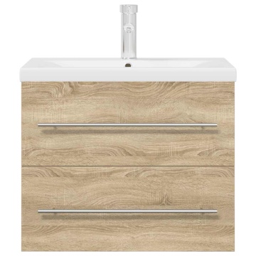 Set mobilier de baie, 2 piese, stejar sonoma, lemn prelucrat - Img 4