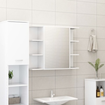 Set mobilier de baie, 3 piese, alb, lemn prelucrat - Img 4