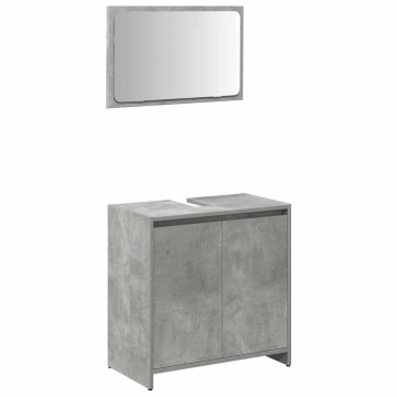 Set mobilier de baie, 3 piese, gri beton, lemn compozit - Img 4