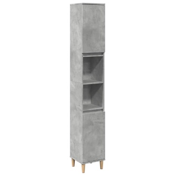Set mobilier de baie, 3 piese, gri beton, lemn compozit - Img 4