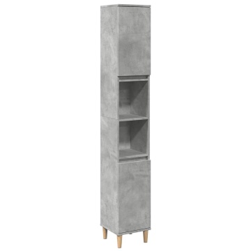 Set mobilier de baie, 3 piese, gri beton, lemn compozit - Img 4