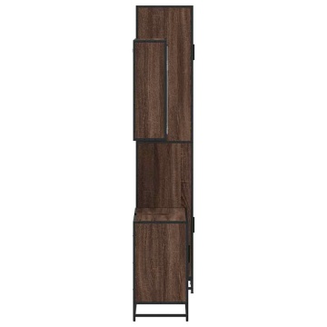 Set mobilier de baie, 3 piese, stejar maro, lemn prelucrat - Img 5