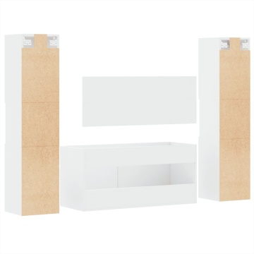 Set mobilier de baie, 4 piese, alb, lemn prelucrat - Img 6