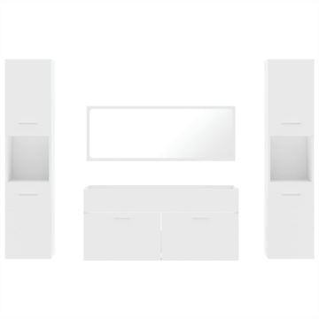 Set mobilier de baie, 4 piese, alb, lemn prelucrat - Img 8
