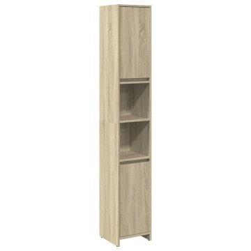 Set mobilier de baie, 4 piese, stejar sonoma, lemn prelucrat - Img 7