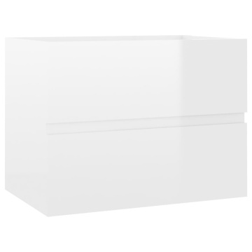 Set mobilier de baie, alb extralucios, lemn prelucrat - Img 5