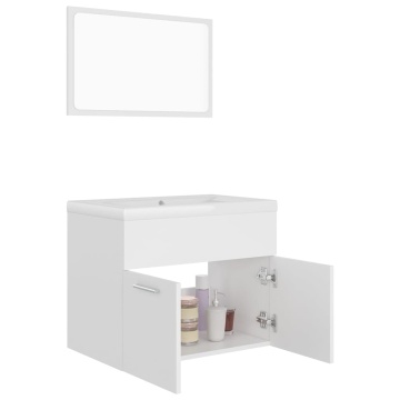 Set mobilier de baie, alb, lemn prelucrat - Img 8