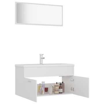 Set mobilier de baie, alb, lemn prelucrat - Img 4