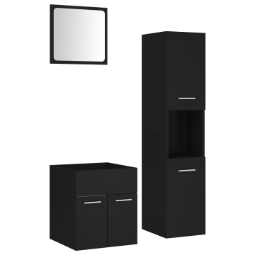 Set mobilier de baie, negru, lemn prelucrat - Img 2