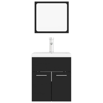 Set mobilier de baie, negru, lemn prelucrat - Img 5