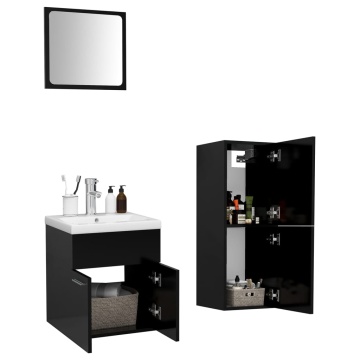Set mobilier de baie, negru, lemn prelucrat - Img 3