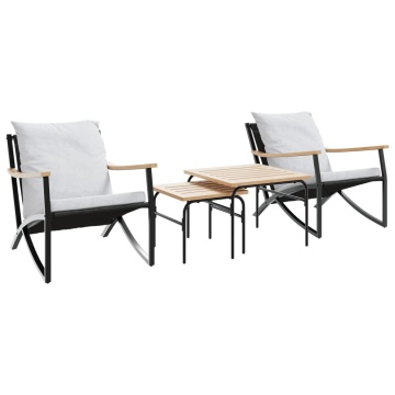 Set mobilier de balcon, 4 piese, cu perne, negru, oțel - Img 2