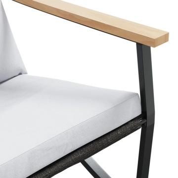 Set mobilier de balcon, 4 piese, cu perne, negru, oțel - Img 7