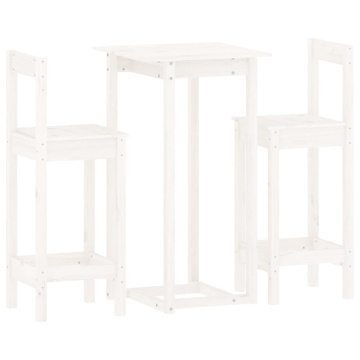 Set mobilier de bar, 3 piese, alb, lemn masiv de pin - Img 2