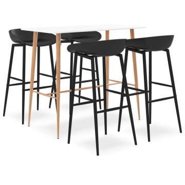 Set mobilier de bar, 5 piese, alb și negru - Img 1