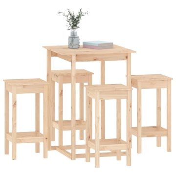 Set mobilier de bar, 5 piese, lemn masiv de pin - Img 4