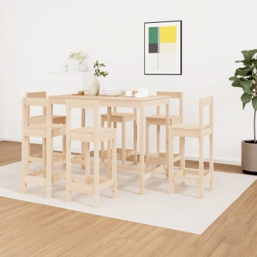 Set mobilier de bar, 7 piese, lemn masiv de pin - Img 5
