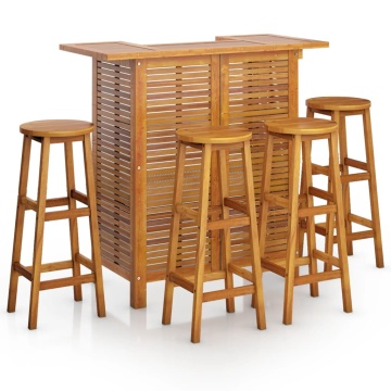 Set mobilier de bar de grădină, 5 piese, lemn masiv de acacia - Img 2
