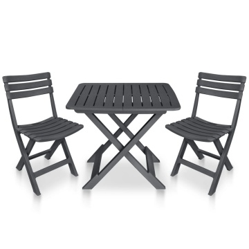 Set mobilier de bistro pliabil, 3 piese, antracit, plastic - Img 1