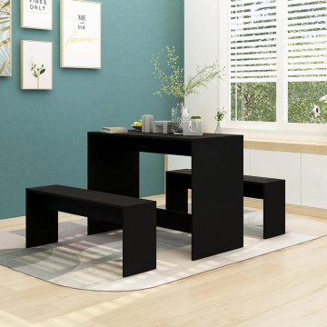 Set mobilier de bucătărie, 3 piese, negru, PAL - Img 1