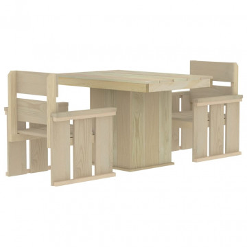 Set mobilier de exterior, 3 piese, lemn de pin tratat - Img 2